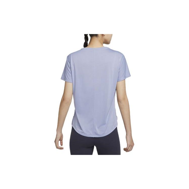 Nike Solid Color Logo Round Neck Short Sleeve T-Shirt Women tops Indigo-Mist DD0639-519