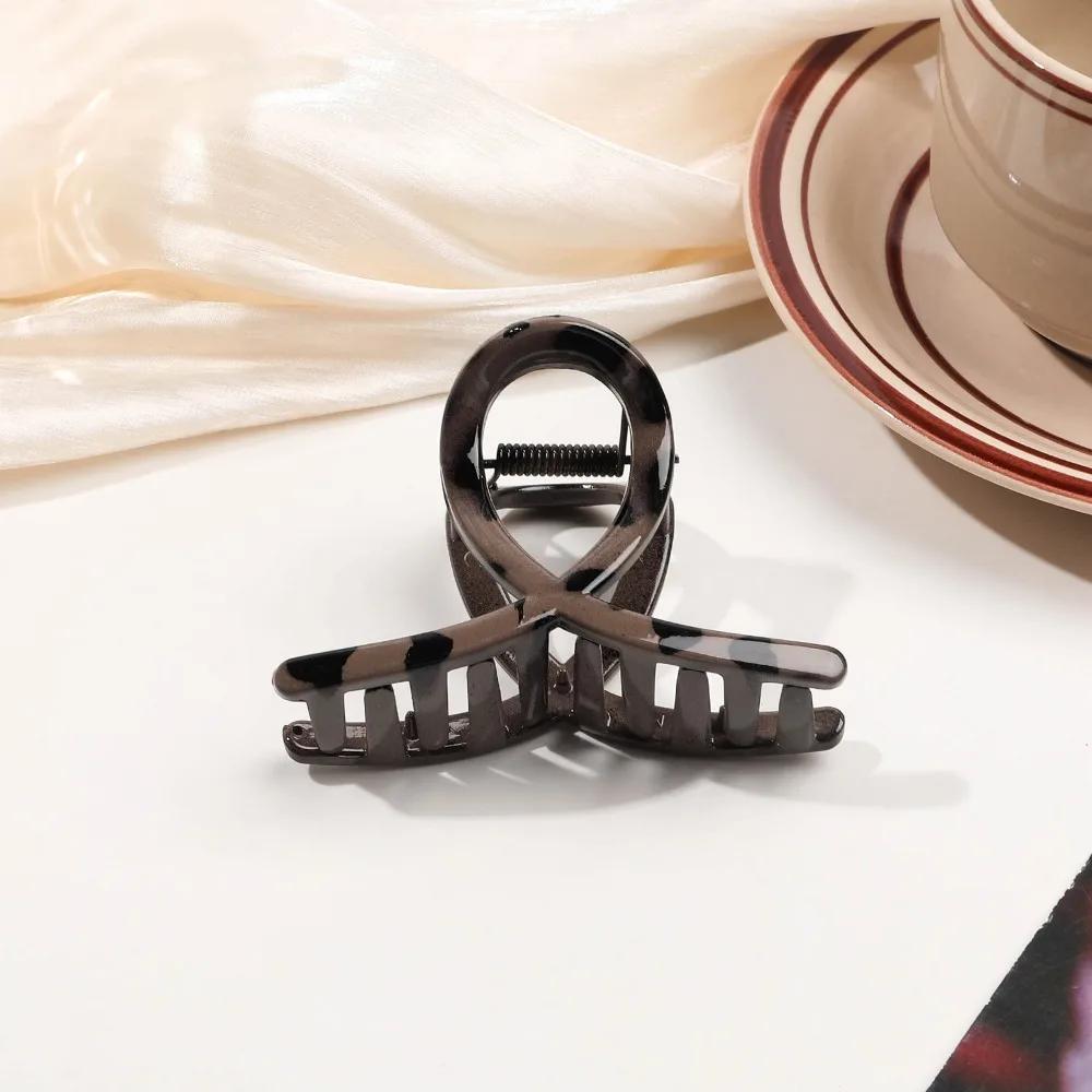 Large Small Leopard Print Hair Claw Clip for Women Thick Hair Elegant Bowknot Cross Geometric Catch Clamp Hairgrip Accessories