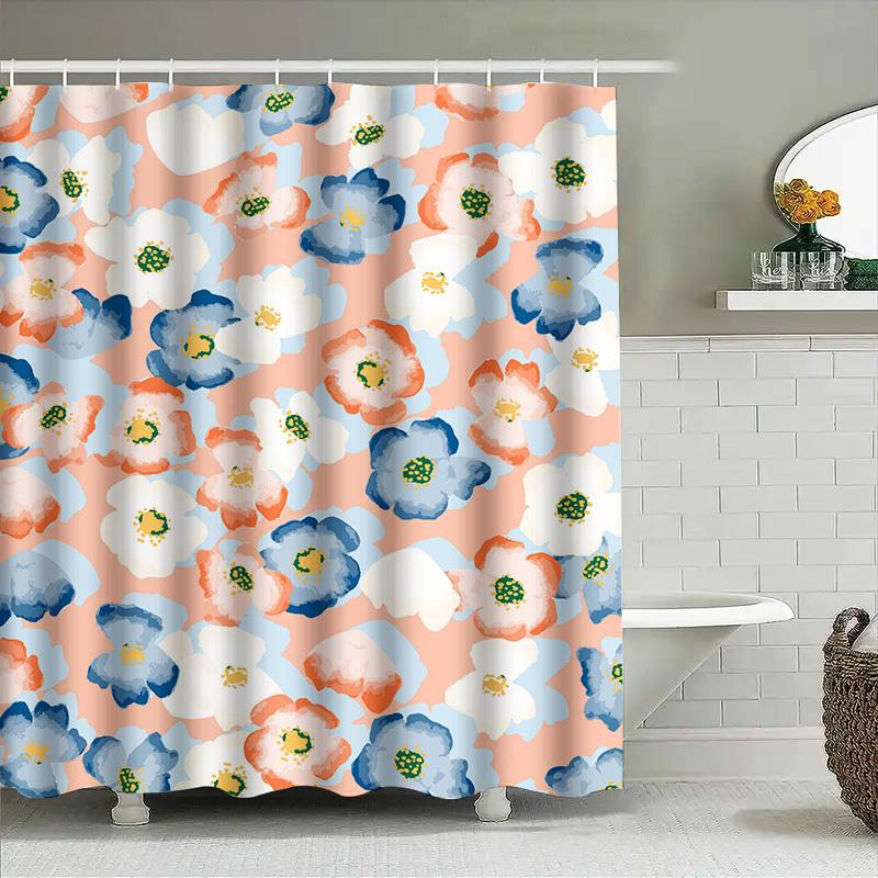 Charming Floral Printed Shower Curtain Waterproof Bathroom Decor For Home Decoration