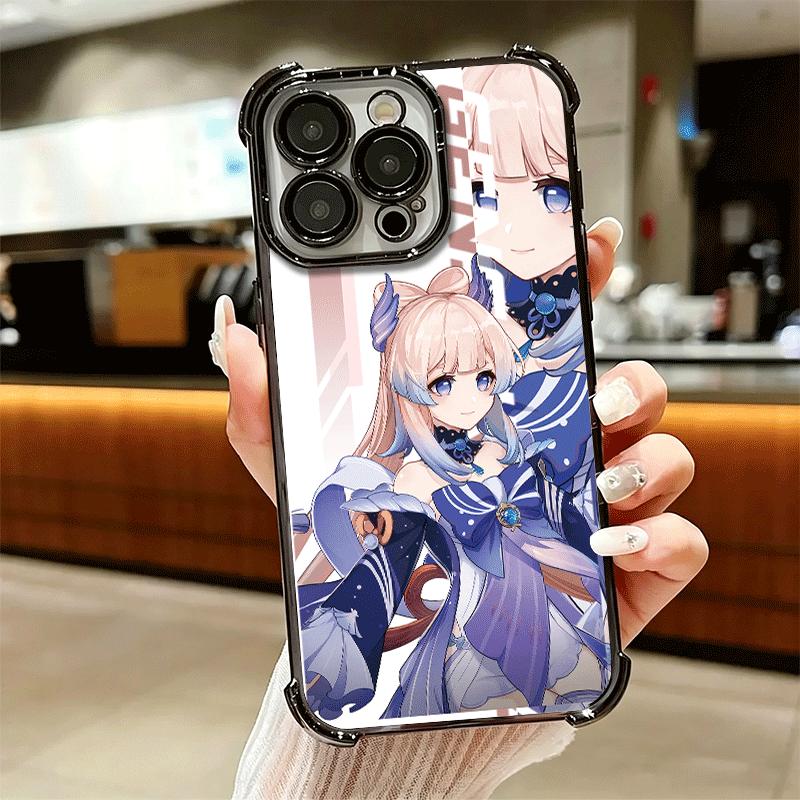 Genshin Impact Desgin Plating Phone Case For Iphone 16 17 Pro Max Air 16E 14 15 Plus 12 13 Mini Anti-Fall Airabag Cover