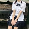 Thai JK Basic Short-Sleeved Uniform Square Neck Shirt - Milk White
