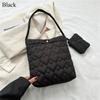 Quilted Shoulder Bags Casual Down Cotton Padded Large Capacity Shopping Bags Solid Color Handbags Women Girls