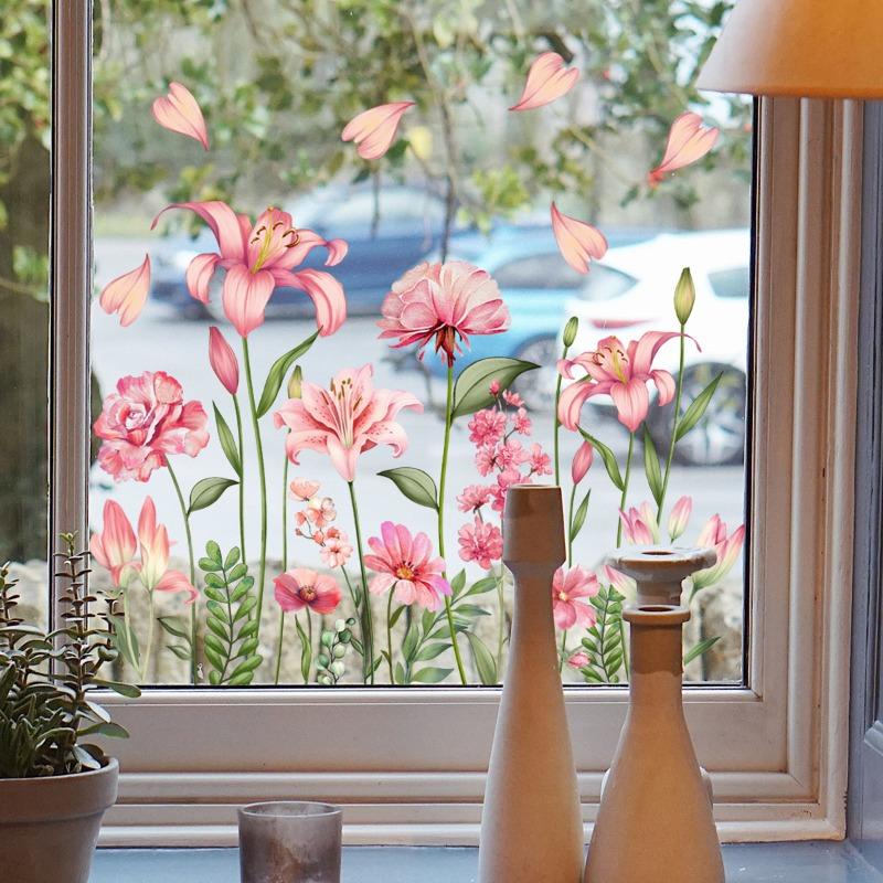 Fiori di Farfalla Colorati Adesivo per Finestra Decalcomania Elettrostatica per Pareti Adesivi in PVC Biadesivo per Vetri Decorazione Fai-da-te per Casa Camera da Letto