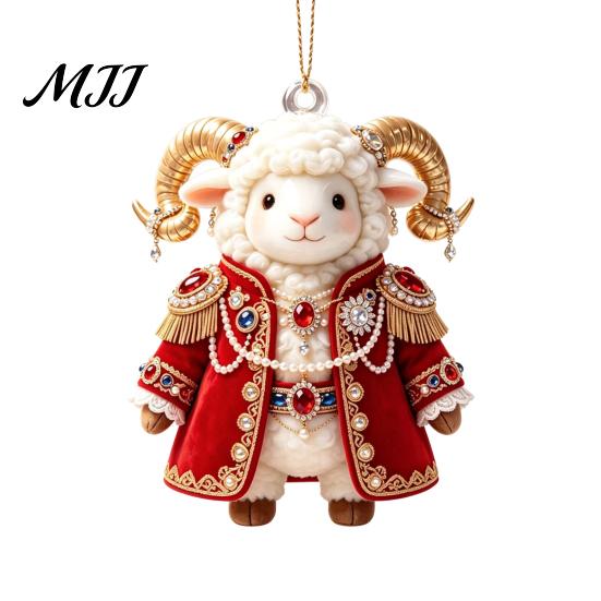 Winter Holiday Ornaments 2027 New Year Sheep Ornament, 2D Acrylic Christmas Tree Pendant for with Hanging String, Chinese Zodiac Goat Decor,