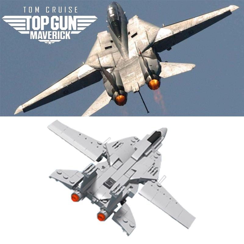 Top Gun Militar 202 Peças Modelo de Bloco de Construção de Caça F14 Brinquedos Educativos para Crianças