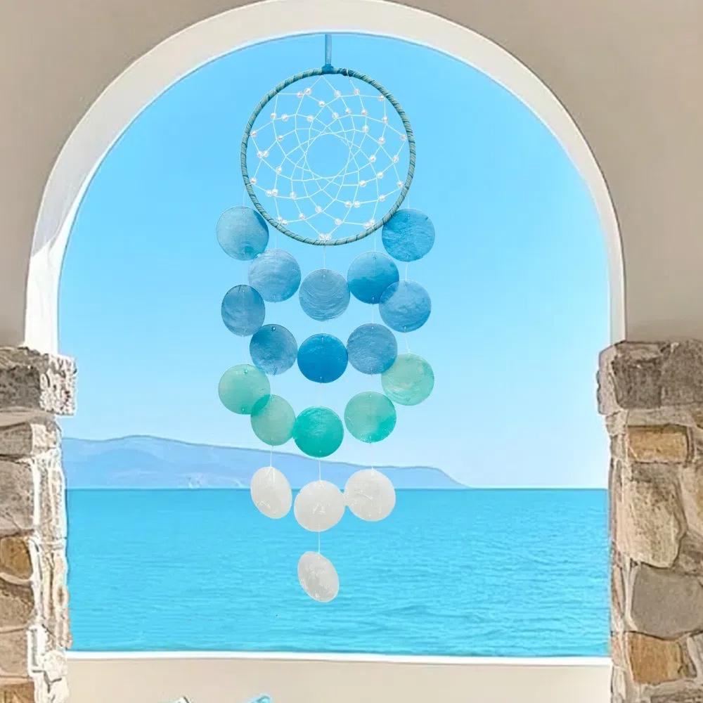 Hanging Shell Moon Wind Chimes Circle Shell Natural Shell Dream Catchers Home Decoration With crisp ringtones Shell Pendant