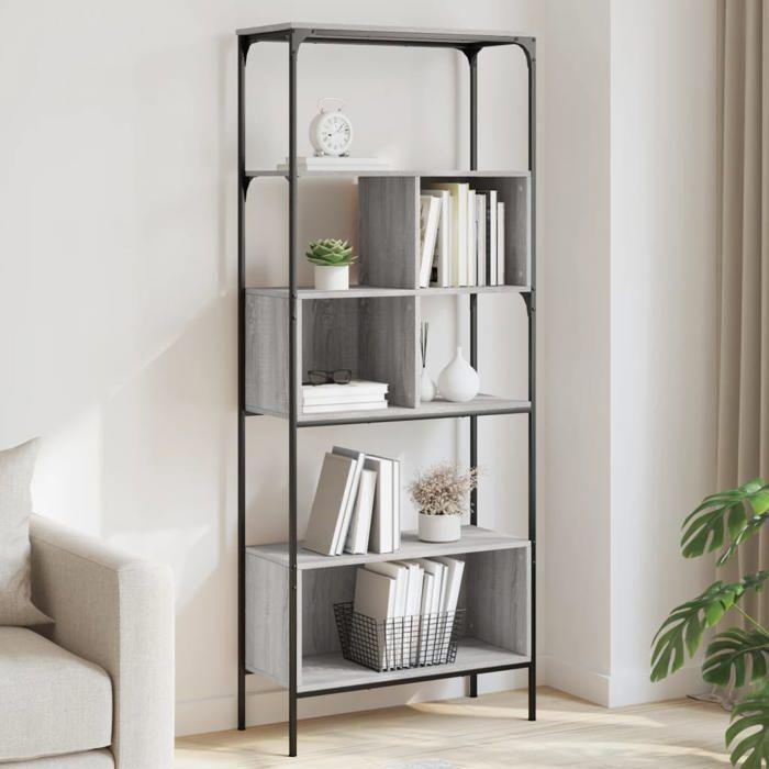 VidaXL Bibliothèque 5 niveaux sonoma gris 76x33x188,5 cm 839006