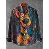 New Spring and Autumn Best-selling Men's Long-sleeved Comfortable Shirt Retro Kitten Pattern Art Print Shirt