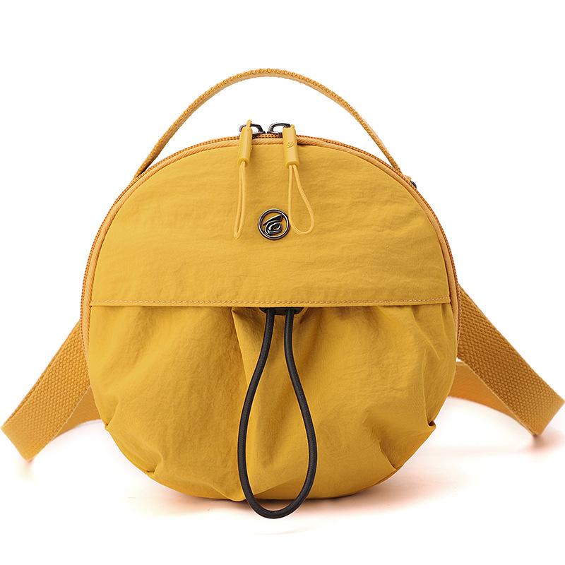 Casual Nylon Cloth Crossbody Bag Women's 2025 New Light Commuter Small Round Bag Drawstring Simple Portable Shoulder Bag