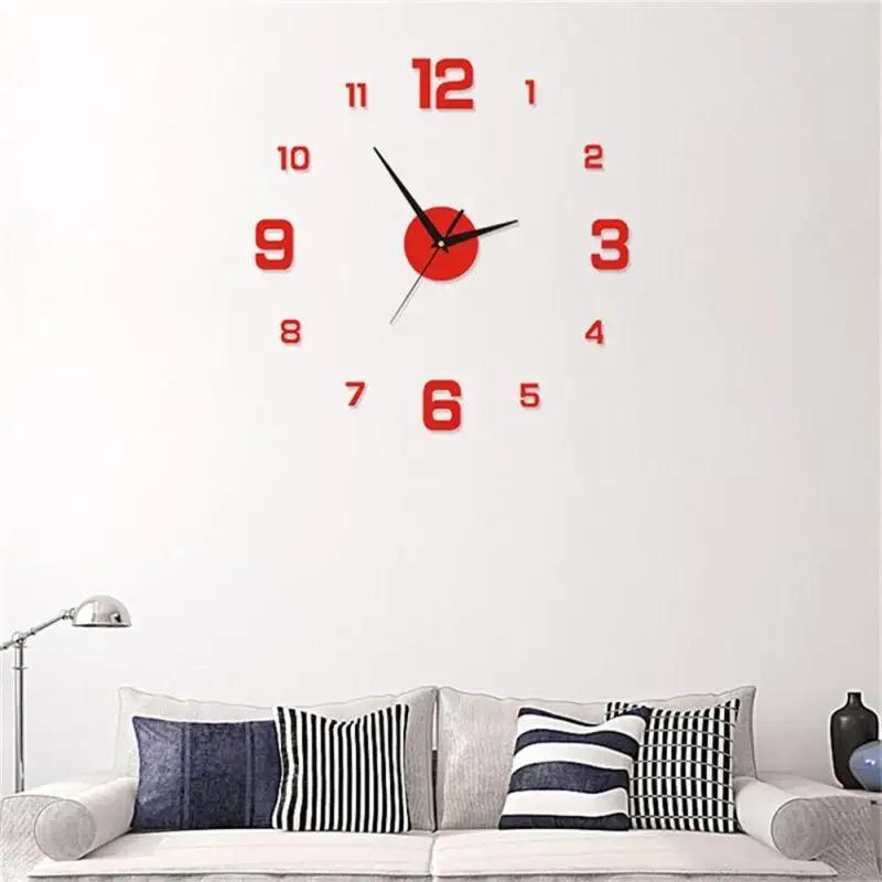 Digital Clock Luminous Modern Watches Home Decoration Diy Living Room Families Wall Decor Stereo Frameless Bedroom Clocks Garden