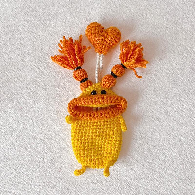 Niedliche Cartoon-Monster-Autoschlüsseltasche - Schlüsselhülle und Anhänger aus Wolle mit Wurstmaul