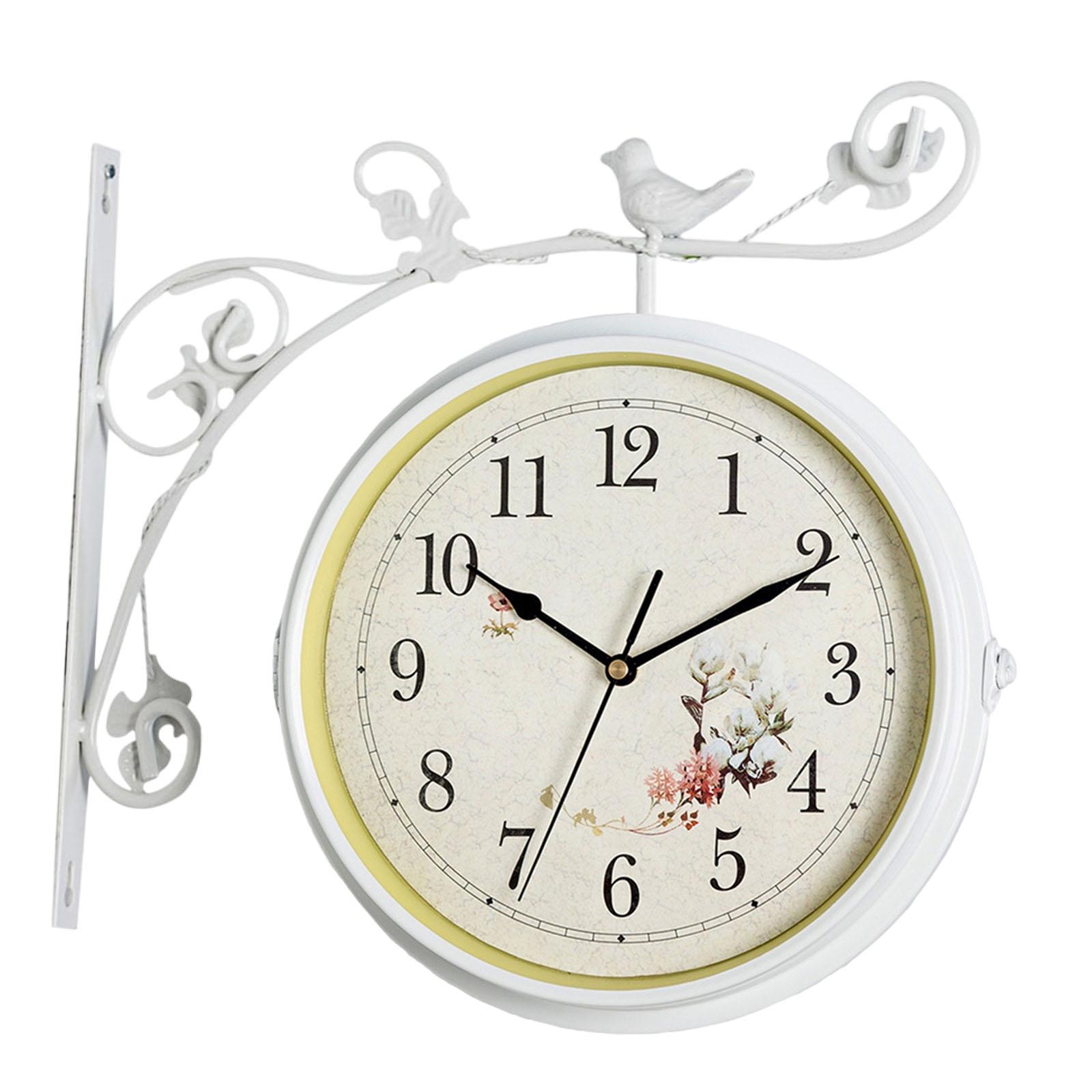 

Double Sided Silent Wall Mounted Clock 25cm Diameter 12 Hour Display for Living Room Indoor Outdoor Home Porch Bedroom 36x35cm белый