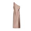 Autumn New Women clothes Holiday Style Asymmetric Collar Silk Satin Texture Long Dress 2157241 8372074