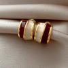 2025 Vintage Style Wine Red Contrasting Half Circle Enamel Earrings For Womens Elegant Temperament Jewelry Christmas Accessorise