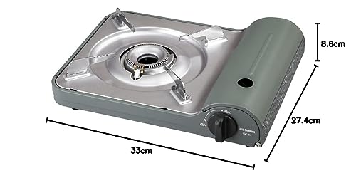 IRIS OHYAMA Tragbarer Gasherd, Aluminium, Olivgrün, Outdoor, Camping, Katastrophenvorsorge, Tischkocher, Hot Pot, Sukiyaki, Yakiniku, Heimteil