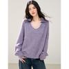Autumn/Winter 2026 French Purple Knit Lapel Sweater