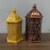Middle East Arab Metal Vintage Hanging Lamp Hollowed Iron LED Lanterns Battery Operated Home Table Centerpieces Decors