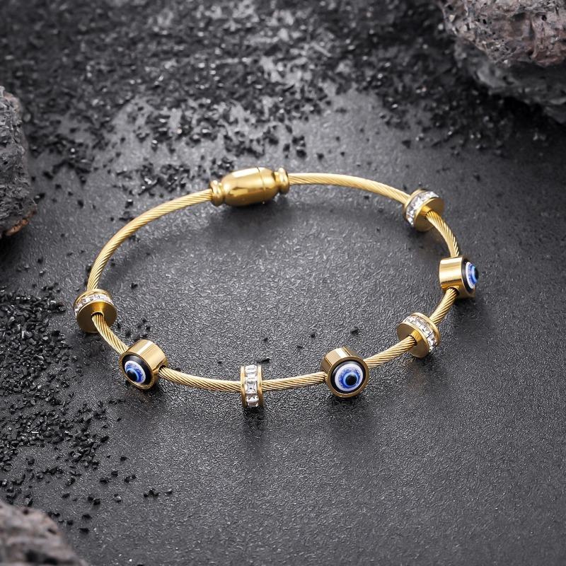 Evil Eye Titanium Steel Non Fading Punk Bracelet Unisex Hip Hop Fashion Jewelry