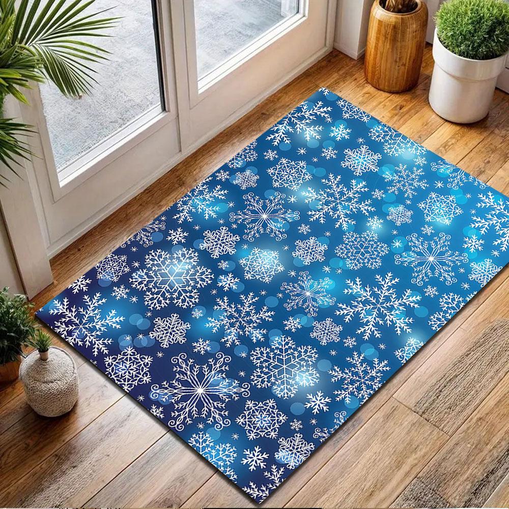 Winter Snowflakes Pattern Rug Patterned carpet, non slip mat suitable for living room and bedroom sofas