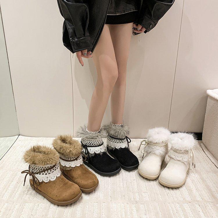 Northeast Pelz integrierte Schneestiefel Damen Winter 2025 neue Plüsch warme Baumwollschuhe flauschige Baumwollstiefel