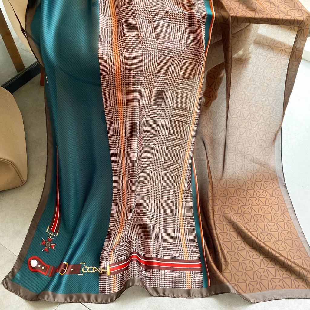 Eșarfe de mătase de înaltă calitate, de lux, bentiță, eșarfe pentru gât, pentru femei, eșarfă de mătase cu lanț, șal decorativ pentru femei