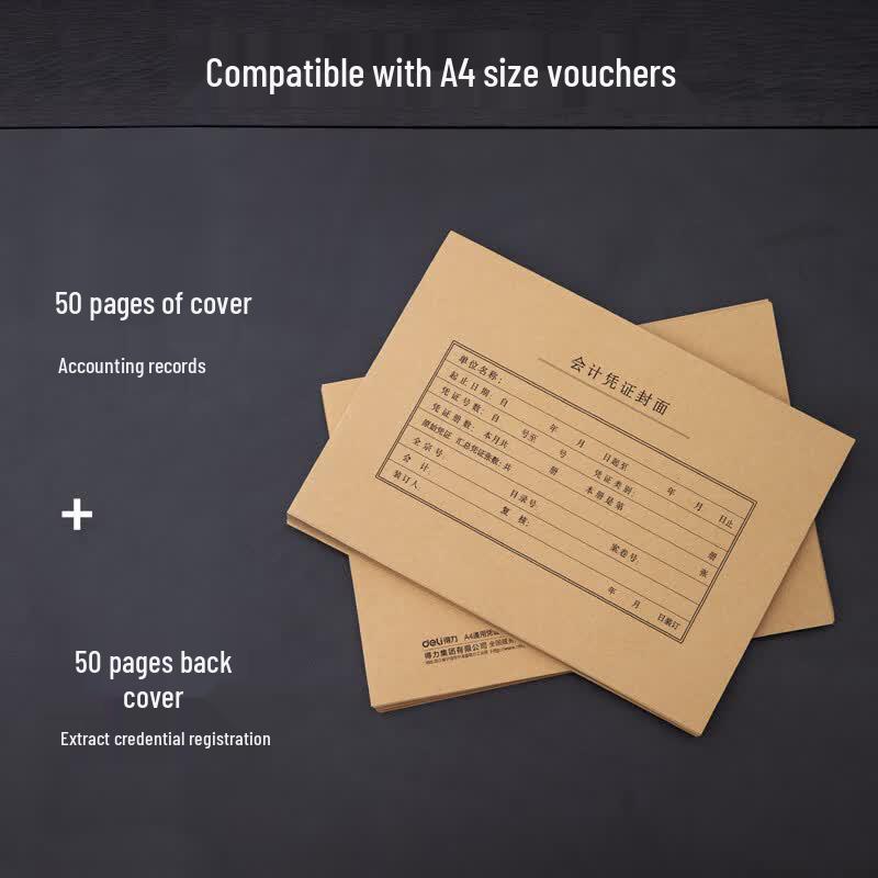 Deli A4 Kraft Paper Voucher Binding Covers