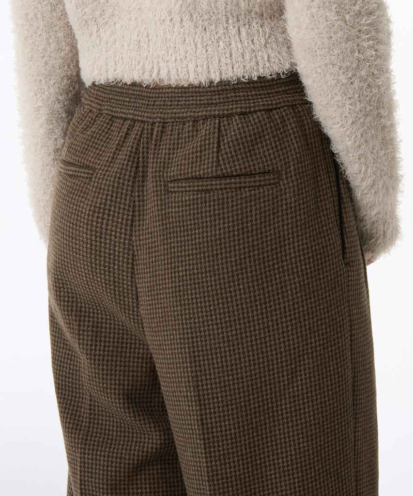 MUSINSA STANDARD WOMAN Women'S Houndstooth Check Two-Tuck Wide Elastic Waist Slacks [Brown]