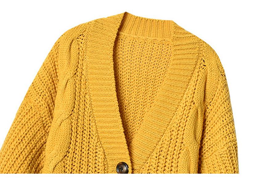 2023 Autumn/Winter Women's Chunky Knit Long Sleeve Button-Up Cardigan