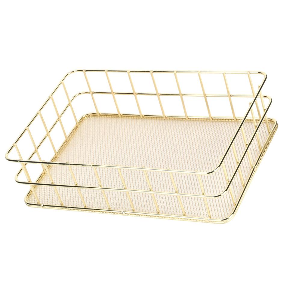 Coș de Depozitare din Fier Auriu Multifuncțional din Plasă Metalică Organizator de Depozitare pentru Birou pentru Acasă