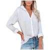 Women's Fashion Casual Buckle Long Sleeve Sleeve Slit Shirt Tops Solid Color