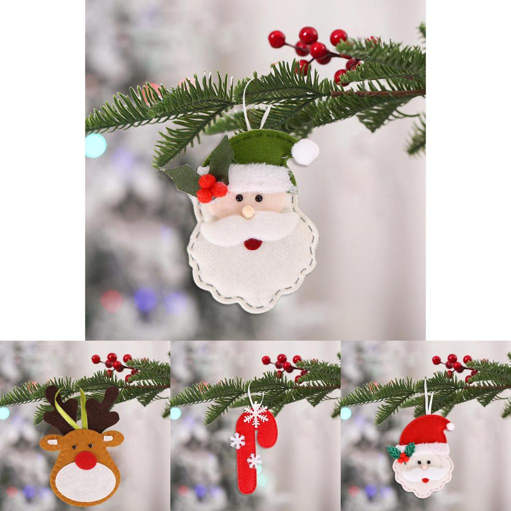 Charming Christmas Ornaments Nonwoven Fabric Hanging Decorations Featuring Santa Reindeer And Christmas Gifts