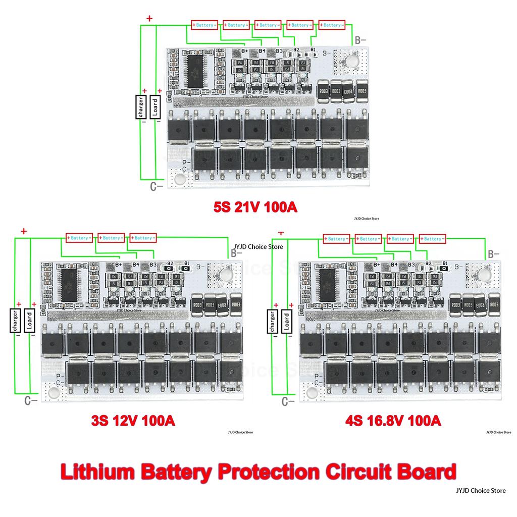 3s 4s 5s Bms 12v 16.8v 21v 3.7v 100a Li-ion Lmo Ternary Lithium Battery Protection Circuit Board Li-polymer Balance Charging