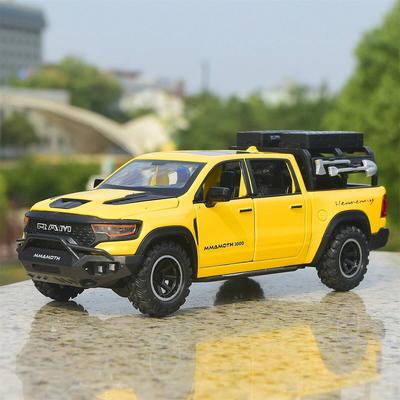 Dodge Hennessey Mammoth 1000 TRX Off-Road Pickup Truck Simulation Diecast & Toy Vehicles Sounds & Light Pull Back Car 1:32 Alloy Model