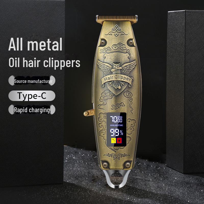 

Ретро мужская электрическая машинка для стрижки волос с ЖК-дисплеем для салона - бритва с металлической масляной головкой Metal Eagle T6