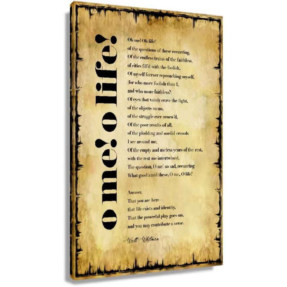 

О, я! О Жизнь! Настенный декор в стихах Плакаты с цитатами Уолта Уитмена для дома Художественное оформление для кухни Живопись Принты на холсте Украшения Печать Картинки Жикле 12L x 8W