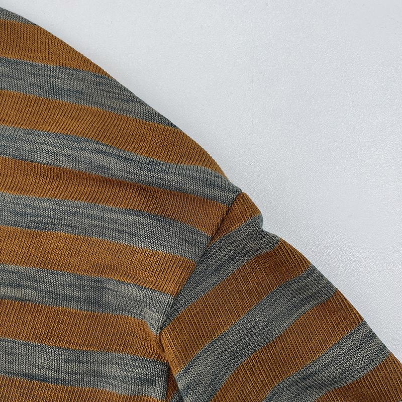 European Women's Oversized Gray-Orange Striped Long-Sleeve T-Shirt, Autumn 2025 Collection – Soft, Comfortable, and Versatile.