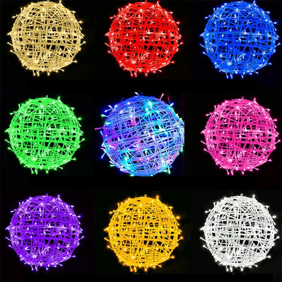 Dia20/30CM Big Globe Rattan Ball Christmas String Light Globe Ball Garland Fairy Light for Tree Holiday Wedding Party Decor