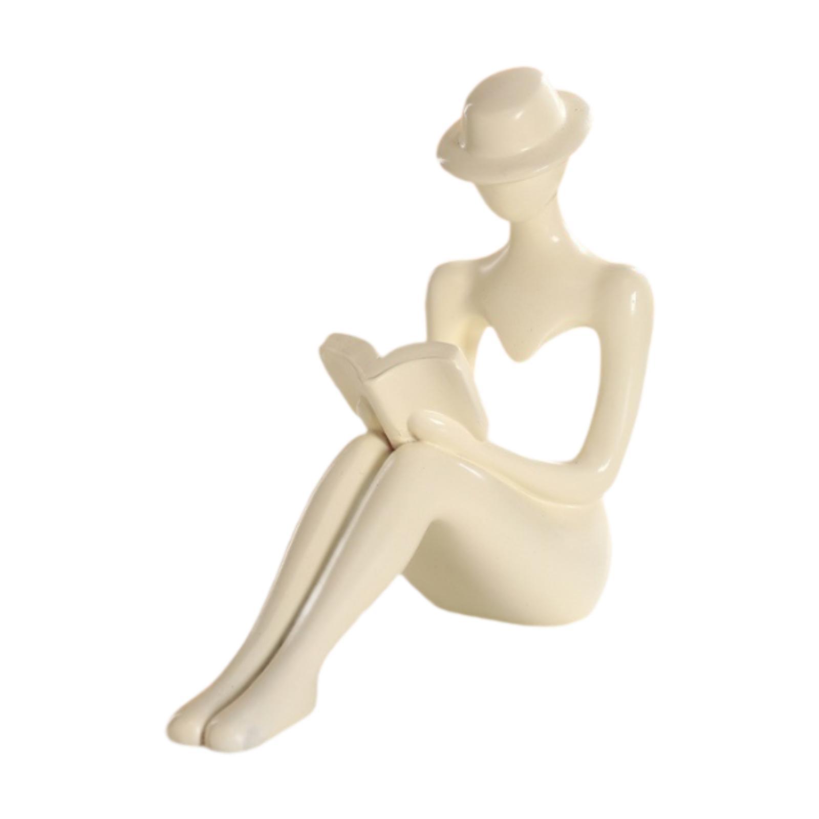 Statue of a Reading Girl, Resin Figurine, Birthday Gift for Home Decoration,