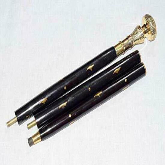 Baston Stil Antic Victorian Vintage de Designer cu Mâner din Alamă, Baston de Mers din Lemn