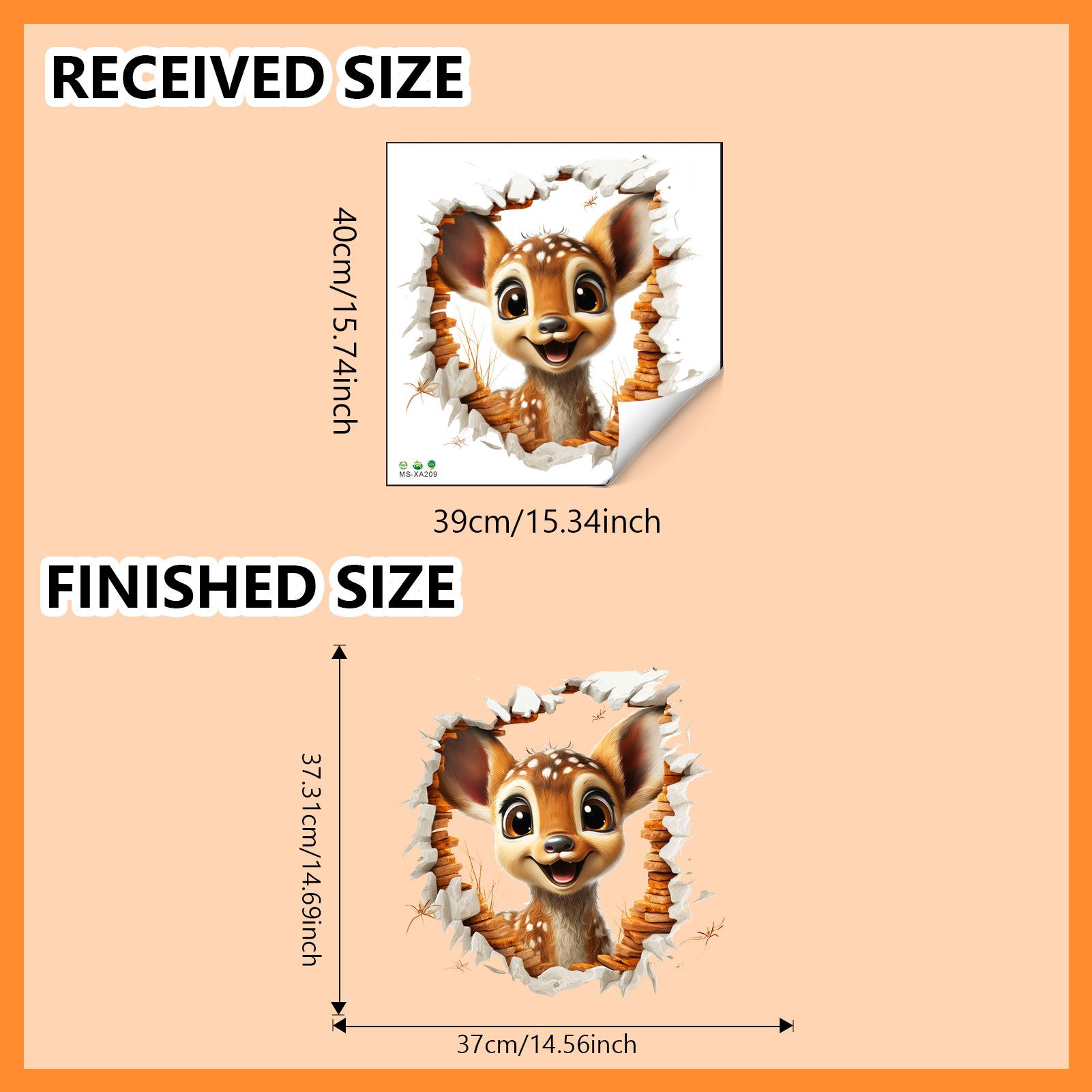 

Wall Sticker Creative Broken Wall Animal Mouse Sika Deer Bedroom Living Room Entrance Holiday Decoration Sticker Self-adhesive 39*40cm