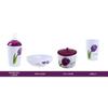 Ensemble De Salle De Bain - Accessoires De Salle De Bain - Motif Tulipe - 4 Pièces - Coton Et PVC