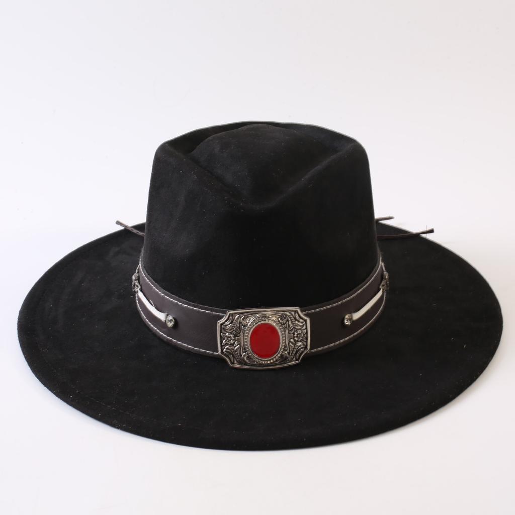 Popular European and American Style Suede Big-brimmed Top Hat, Men's and Women's Classic Fashion Western Cowboy Hat