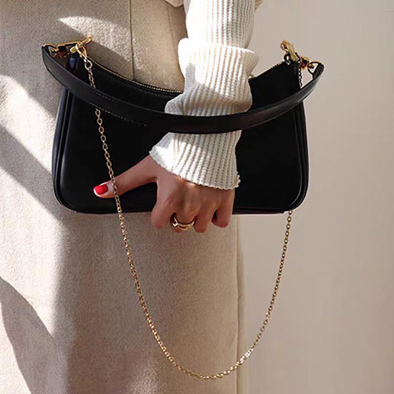 Retro Torebka na Łańcuszku Bagietka Pod Pachę - Damska Wszechstronna, Modna Torebka Crossbody i na Ramię