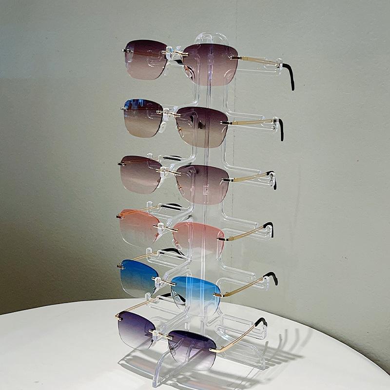 Vintage Rimless Sunglasses Women For Men Luxury Brand Designer Sun Glasses Punk Popular Pink Outdoor Lady Eyeglasses Uv400