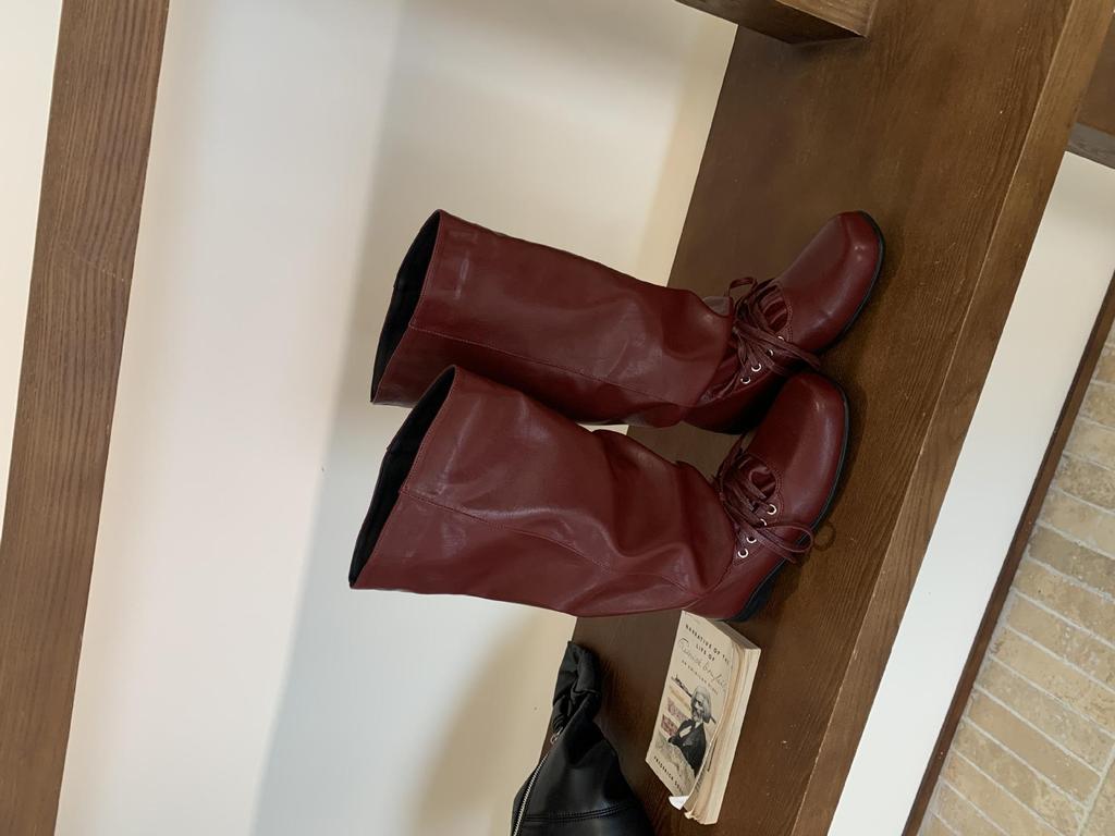 MARCO&JOYCE Autumn 2025 Square Toe Distressed Boots – Stylish, Comfortable, Korean-Inspired Design