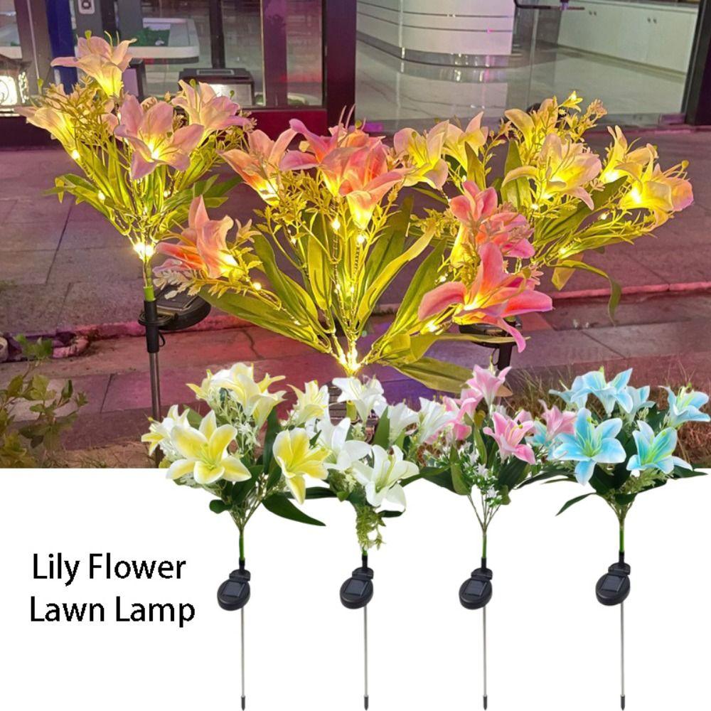 Solarbetriebene LED Outdoor Blumen Dekoration 7 Köpfe Simulationsblumenlampe Camping Dekor