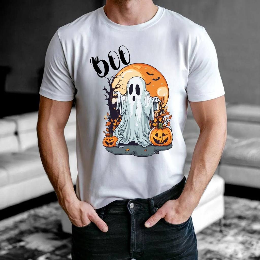 Vintage halloween boo unisex tshirt retro ghost spooky pumpkin meme tee gift
