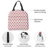 Red Polka Dot On White Insulated Lunch Bag for Women Children Leakproof Food Boxes Thermal Lunch Box Tote