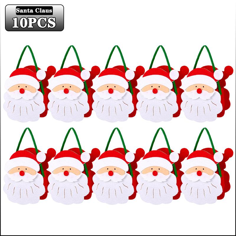 1-10PCS Christmas Felt Candy Bags Cartoon Apple Pouch Santa Sack Kids Gift Packaging Bag Xmas Tree Holiday Decoration