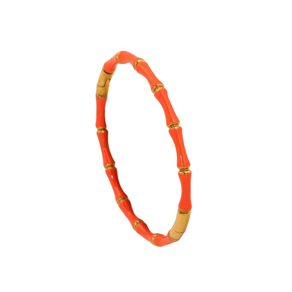 Stainless Steel Enamel Resin Bracelet Gold Stainless Steel Bangle Bamboo Joint Bangle Trendy оранжевый